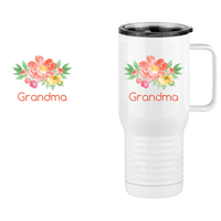 Thumbnail for Personalized Flowers Travel Coffee Mug Tumbler with Handle (20 oz) - Grandma - Design View