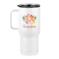 Thumbnail for Personalized Flowers Travel Coffee Mug Tumbler with Handle (20 oz) - Grandma - Left View