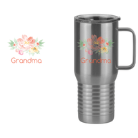 Thumbnail for Personalized Flowers Travel Coffee Mug Tumbler with Handle (20 oz) - Grandma - Design View