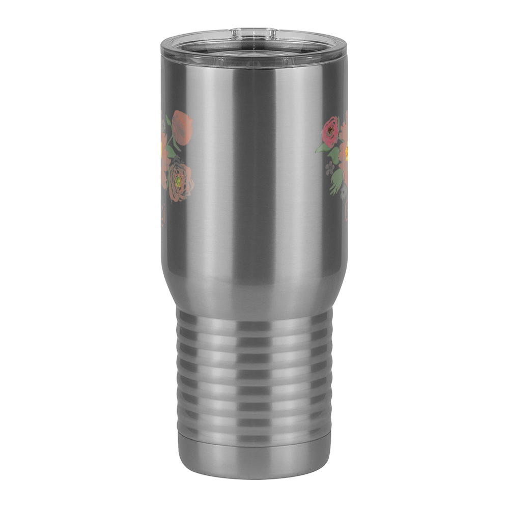 Personalized Flowers Travel Coffee Mug Tumbler with Handle (20 oz) - Gigi - Front View