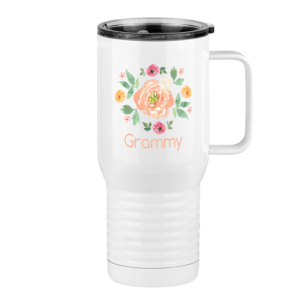 Personalized Flowers Travel Coffee Mug Tumbler with Handle (20 oz) - Grammy - Right View
