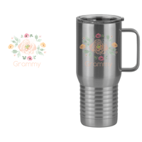 Thumbnail for Personalized Flowers Travel Coffee Mug Tumbler with Handle (20 oz) - Grammy - Design View