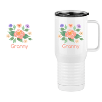 Thumbnail for Personalized Flowers Travel Coffee Mug Tumbler with Handle (20 oz) - Granny - Design View