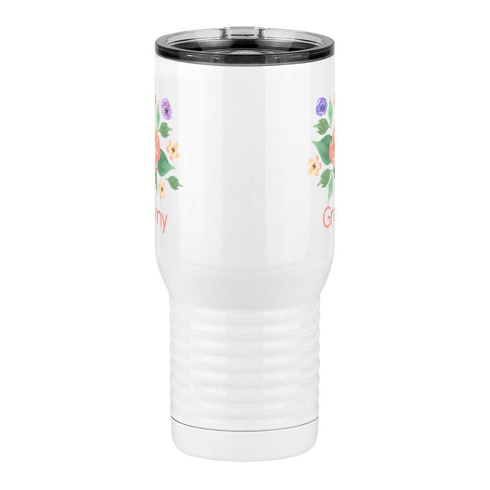 Personalized Flowers Travel Coffee Mug Tumbler with Handle (20 oz) - Granny - Front View