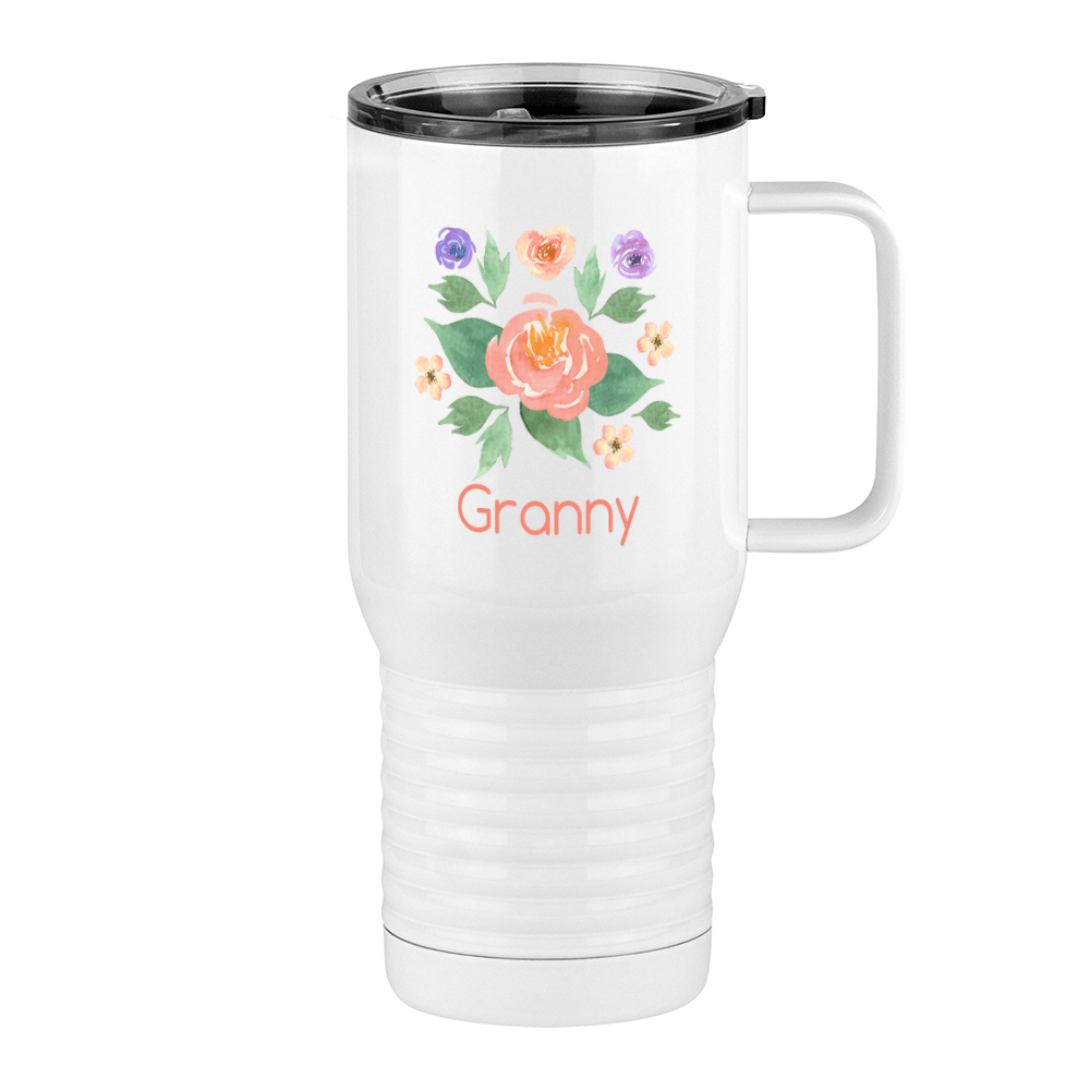 Personalized Flowers Travel Coffee Mug Tumbler with Handle (20 oz) - Granny - Right View