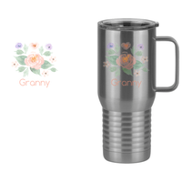 Thumbnail for Personalized Flowers Travel Coffee Mug Tumbler with Handle (20 oz) - Granny - Design View