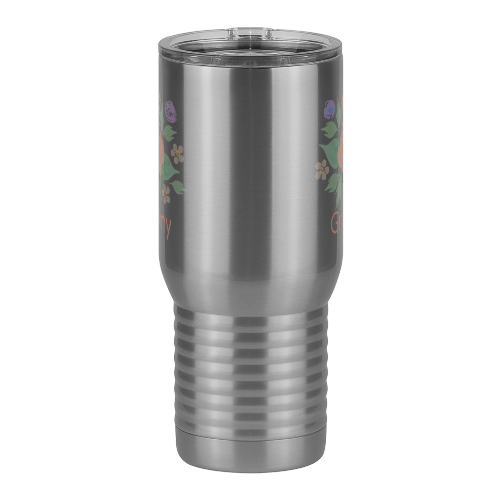 Personalized Flowers Travel Coffee Mug Tumbler with Handle (20 oz) - Granny - Front View