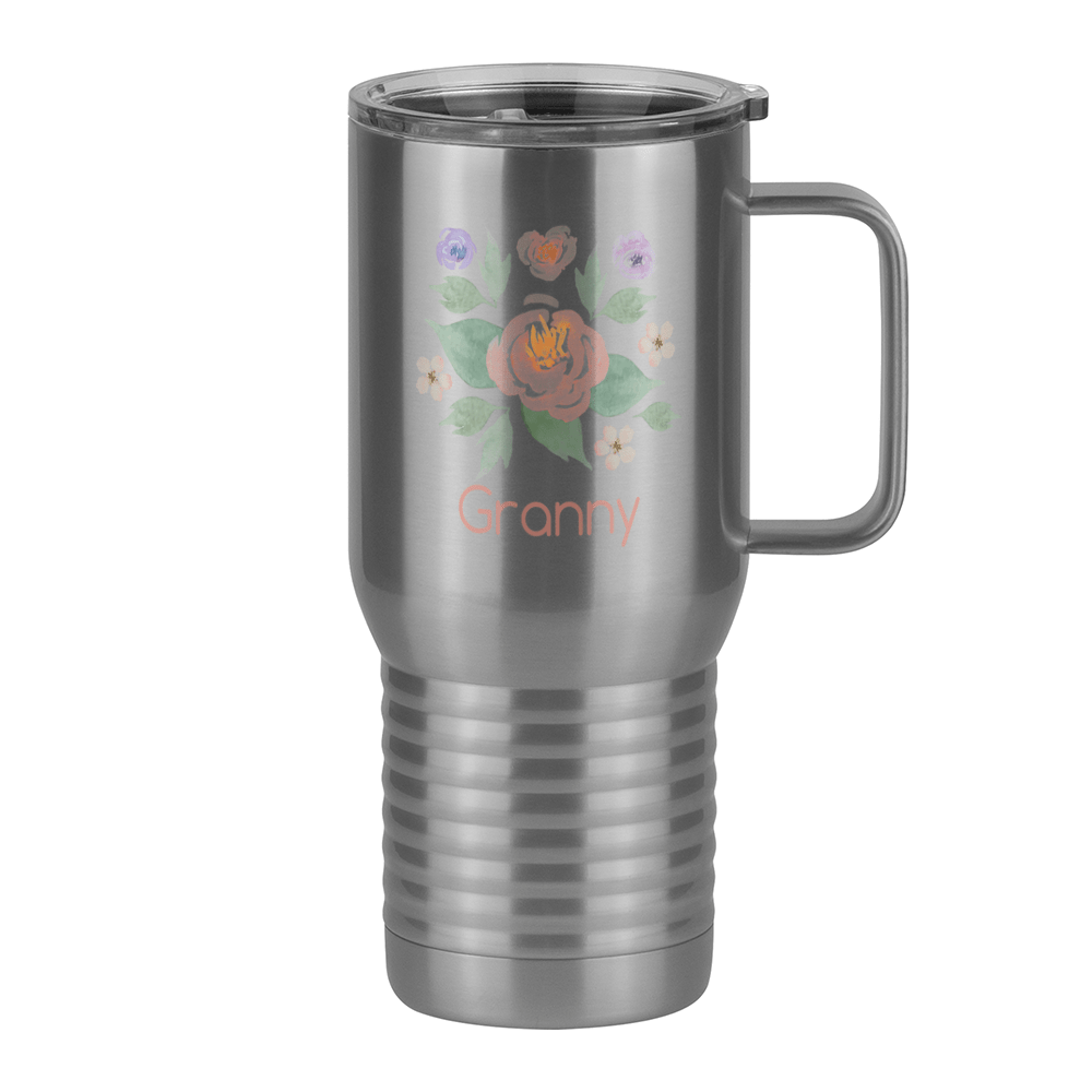 Personalized Flowers Travel Coffee Mug Tumbler with Handle (20 oz) - Granny - Right View