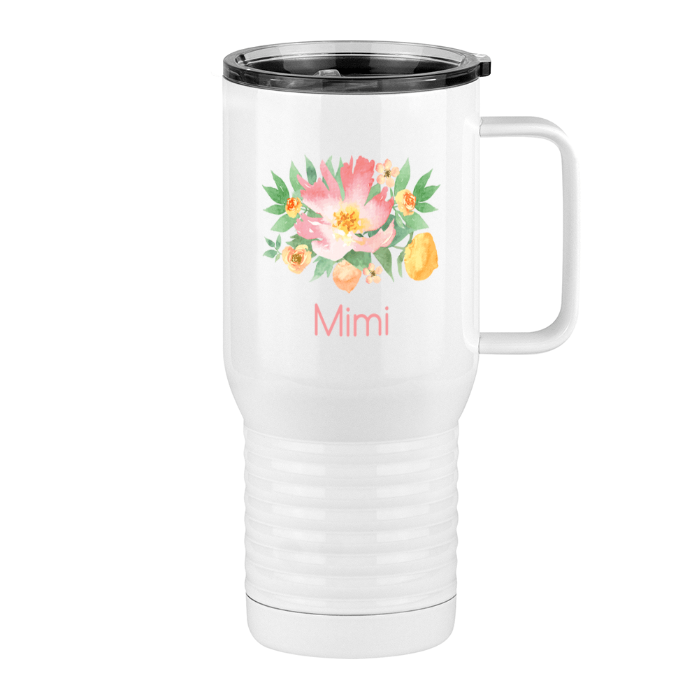Personalized Flowers Travel Coffee Mug Tumbler with Handle (20 oz) - Mimi - Right View