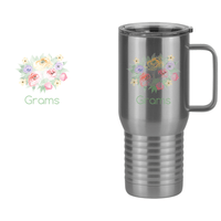 Thumbnail for Personalized Flowers Travel Coffee Mug Tumbler with Handle (20 oz) - Grams - Design View