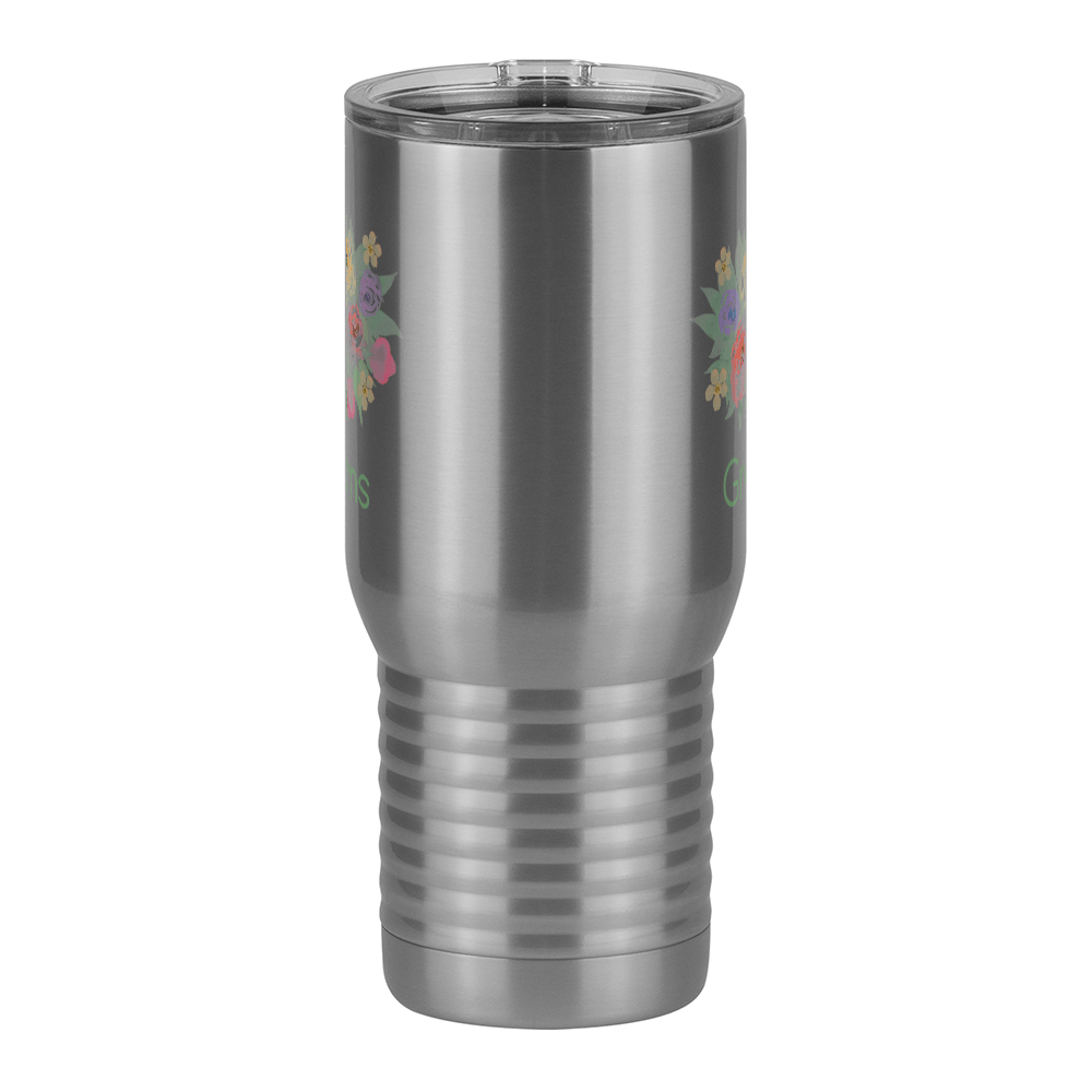 Personalized Flowers Travel Coffee Mug Tumbler with Handle (20 oz) - Grams - Front View