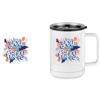 Thumbnail for Flowers Coffee Mug Tumbler with Handle (15 oz) - You Make Me Happy - Design View