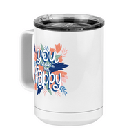 Thumbnail for Flowers Coffee Mug Tumbler with Handle (15 oz) - You Make Me Happy - Front Left View