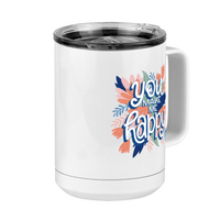 Thumbnail for Flowers Coffee Mug Tumbler with Handle (15 oz) - You Make Me Happy - Front Right View