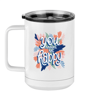 Thumbnail for Flowers Coffee Mug Tumbler with Handle (15 oz) - You Make Me Happy - Left View