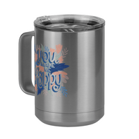 Thumbnail for Flowers Coffee Mug Tumbler with Handle (15 oz) - You Make Me Happy - Front Left View
