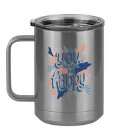 Thumbnail for Flowers Coffee Mug Tumbler with Handle (15 oz) - You Make Me Happy - Left View