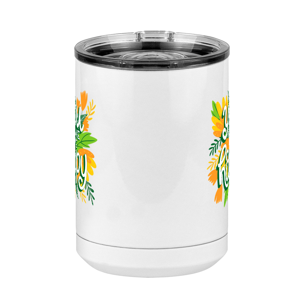 Flowers Coffee Mug Tumbler with Handle (15 oz) - You Make Me Happy - Front View