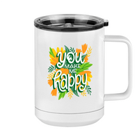 Thumbnail for Flowers Coffee Mug Tumbler with Handle (15 oz) - You Make Me Happy - Right View