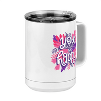 Thumbnail for Flowers Coffee Mug Tumbler with Handle (15 oz) - You Make Me Happy - Front Right View