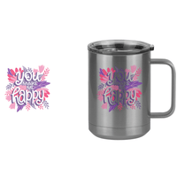 Thumbnail for Flowers Coffee Mug Tumbler with Handle (15 oz) - You Make Me Happy - Design View