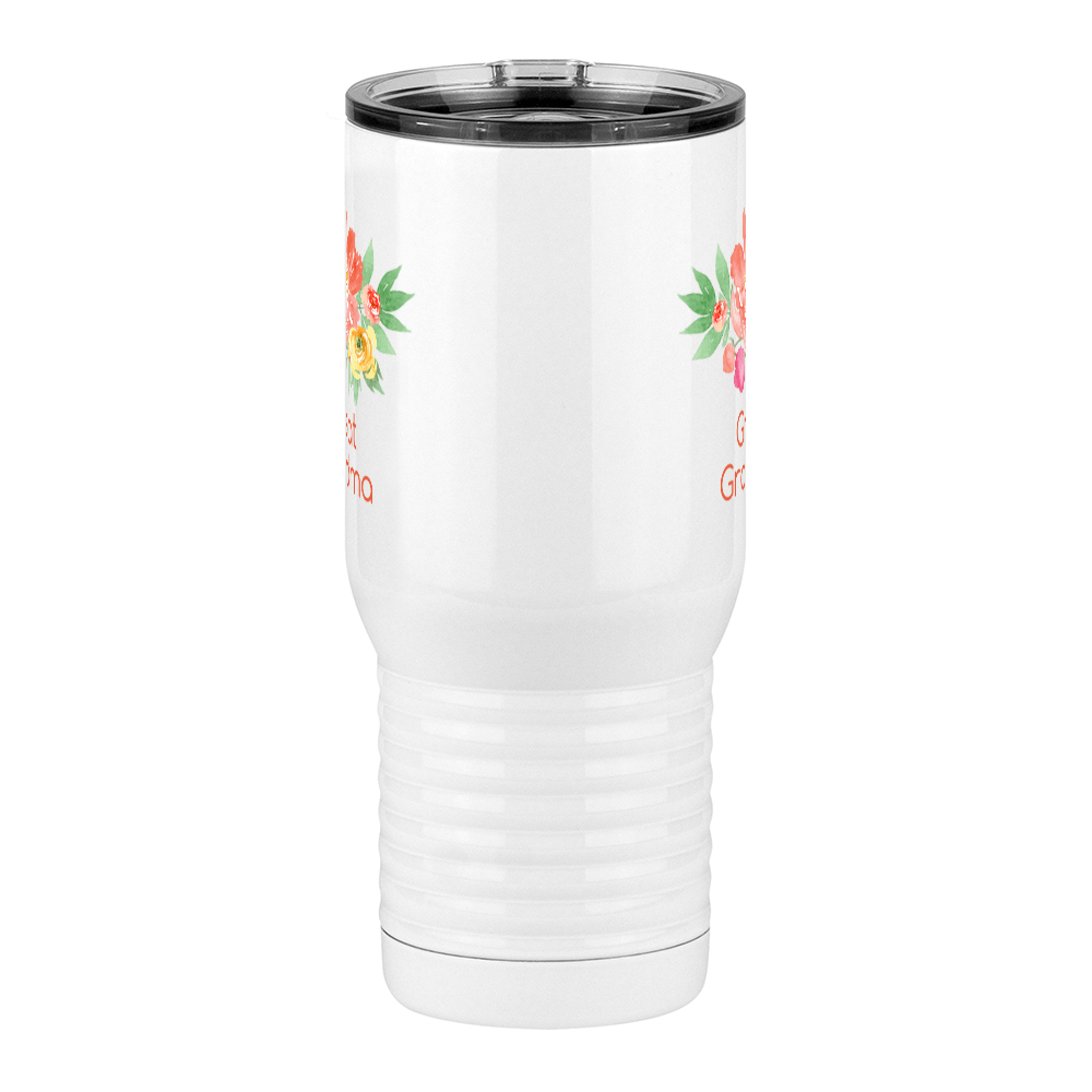 Personalized Flowers Travel Coffee Mug Tumbler with Handle (20 oz) - Great Grandma - Front View