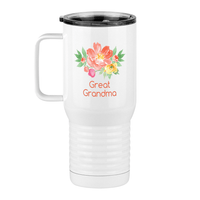 Thumbnail for Personalized Flowers Travel Coffee Mug Tumbler with Handle (20 oz) - Great Grandma - Left View