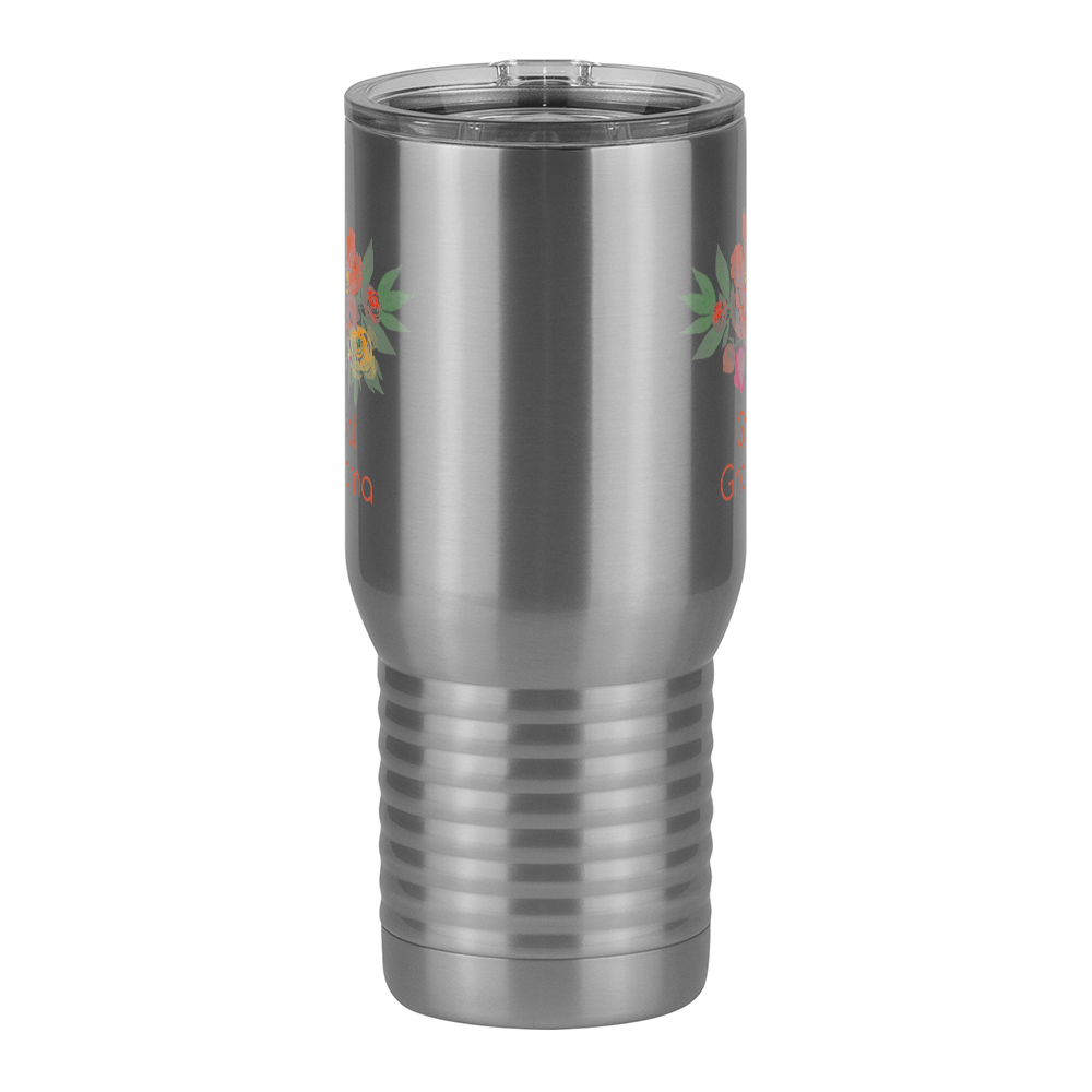 Personalized Flowers Travel Coffee Mug Tumbler with Handle (20 oz) - Great Grandma - Front View