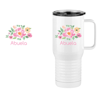 Thumbnail for Personalized Flowers Travel Coffee Mug Tumbler with Handle (20 oz) - Abuela - Design View
