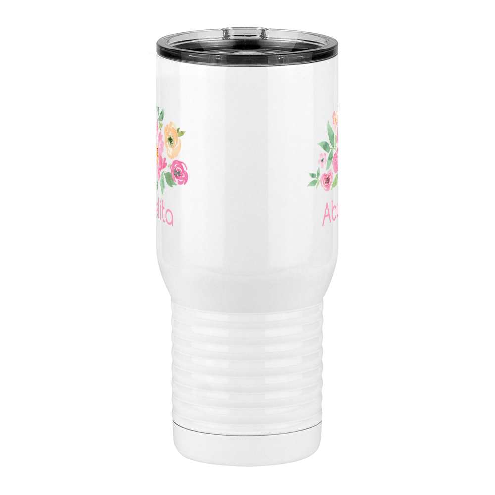 Personalized Flowers Travel Coffee Mug Tumbler with Handle (20 oz) - Abuelita - Front View