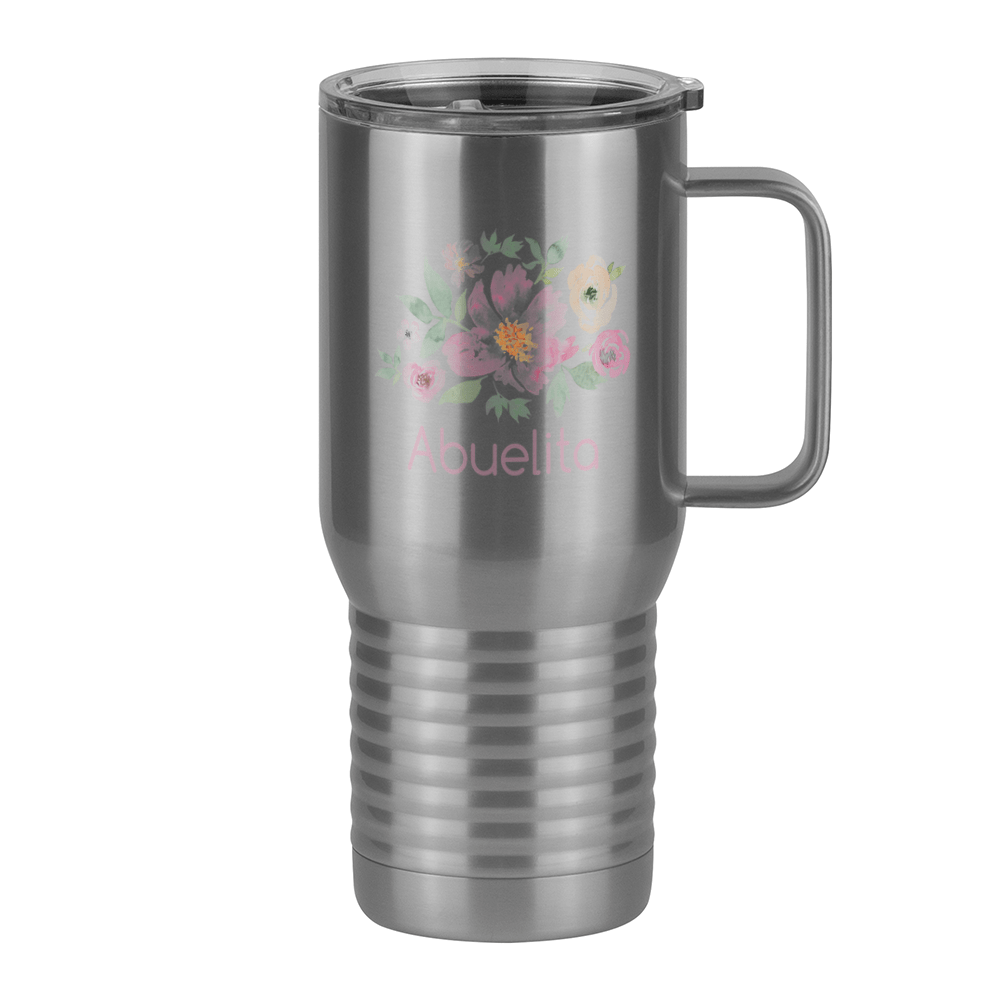 Personalized Flowers Travel Coffee Mug Tumbler with Handle (20 oz) - Abuelita - Right View
