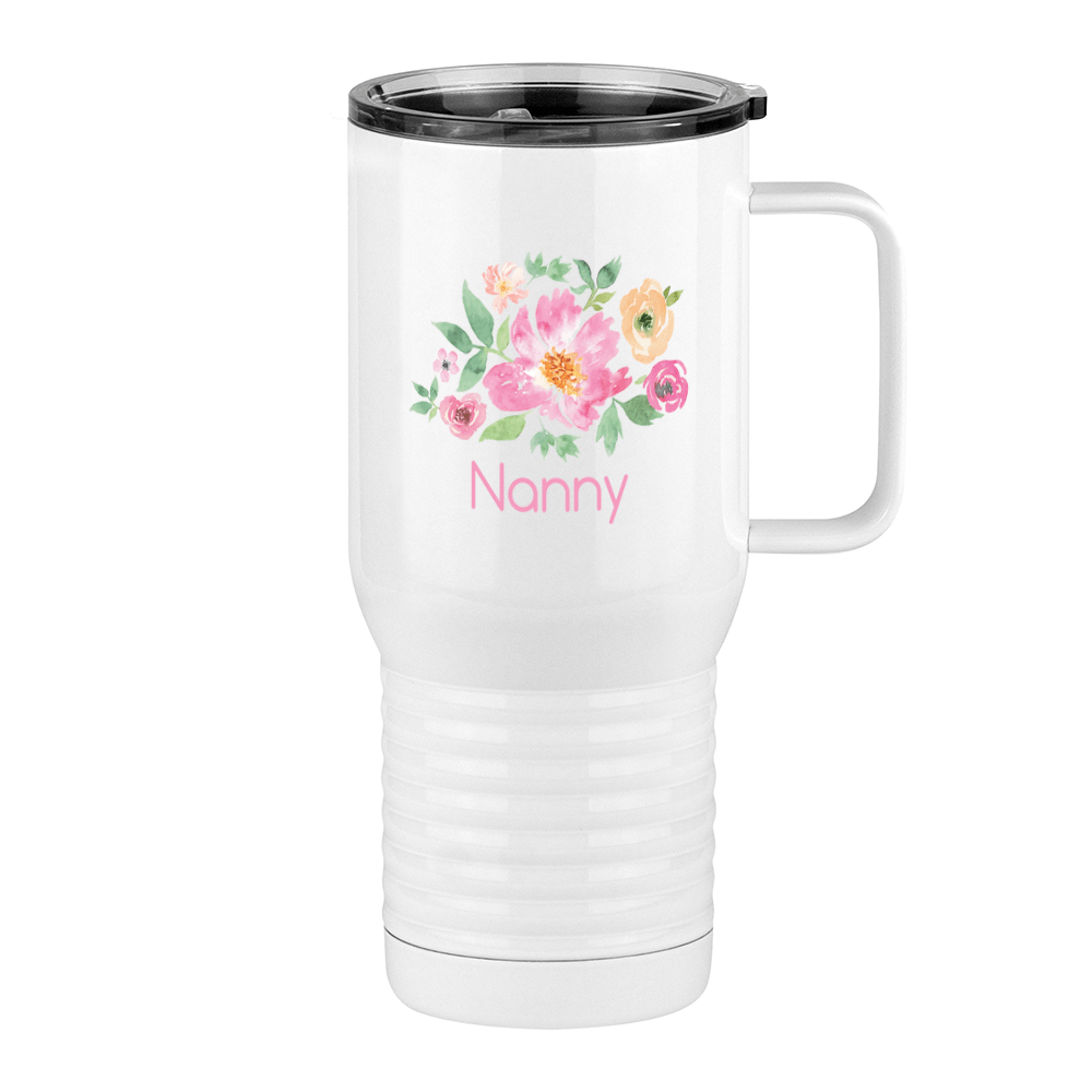 Personalized Flowers Travel Coffee Mug Tumbler with Handle (20 oz) - Nanny - Right View