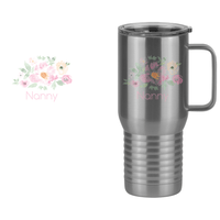 Thumbnail for Personalized Flowers Travel Coffee Mug Tumbler with Handle (20 oz) - Nanny - Design View
