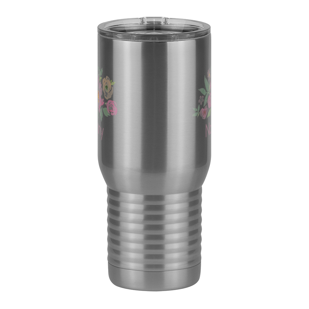 Personalized Flowers Travel Coffee Mug Tumbler with Handle (20 oz) - Nanny - Front View