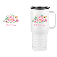 Thumbnail for Personalized Flowers Travel Coffee Mug Tumbler with Handle (20 oz) - Mamaw - Design View