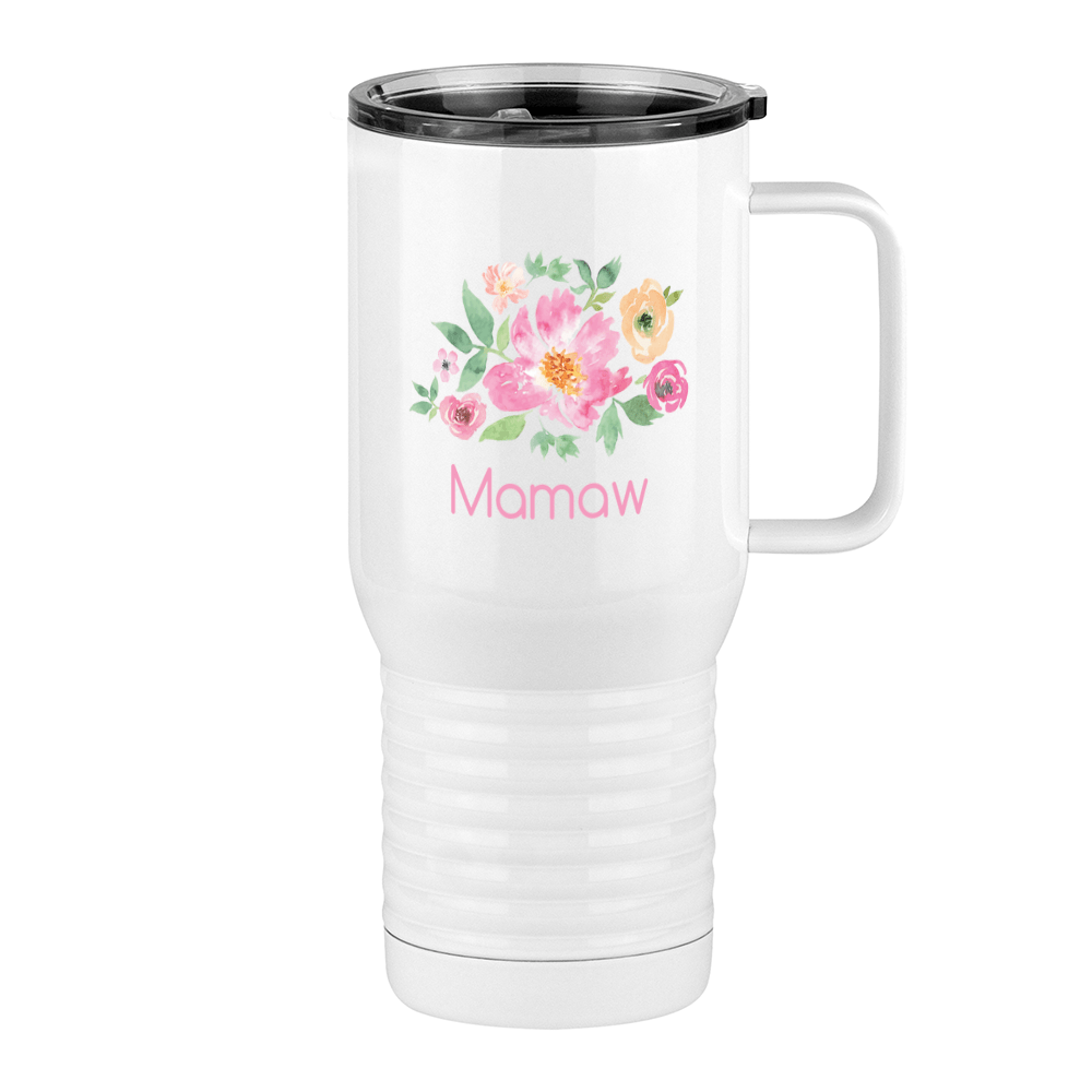 Personalized Flowers Travel Coffee Mug Tumbler with Handle (20 oz) - Mamaw - Right View
