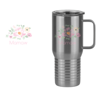 Thumbnail for Personalized Flowers Travel Coffee Mug Tumbler with Handle (20 oz) - Mamaw - Design View