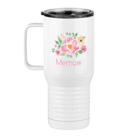 Thumbnail for Personalized Flowers Travel Coffee Mug Tumbler with Handle (20 oz) - Memaw - Left View