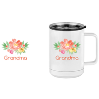 Thumbnail for Personalized Flowers Coffee Mug Tumbler with Handle (15 oz) - Grandma - Design View