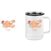 Thumbnail for Personalized Flowers Coffee Mug Tumbler with Handle (15 oz) - Gigi - Design View