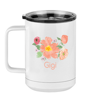 Thumbnail for Personalized Flowers Coffee Mug Tumbler with Handle (15 oz) - Gigi - Left View