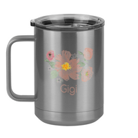 Thumbnail for Personalized Flowers Coffee Mug Tumbler with Handle (15 oz) - Gigi - Left View
