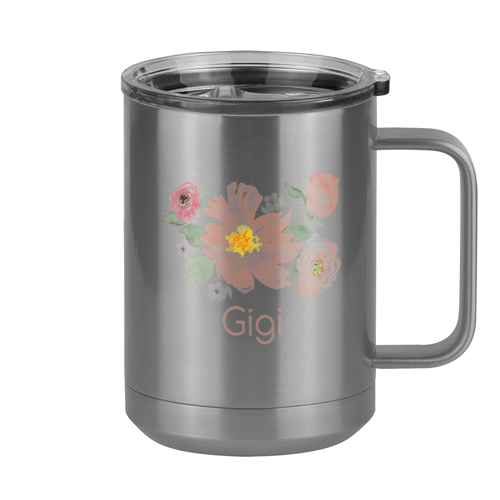 Personalized Flowers Coffee Mug Tumbler with Handle (15 oz) - Gigi - Right View