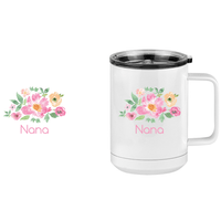 Thumbnail for Personalized Flowers Coffee Mug Tumbler with Handle (15 oz) - Nana - Design View