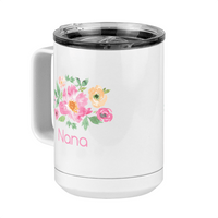 Thumbnail for Personalized Flowers Coffee Mug Tumbler with Handle (15 oz) - Nana - Front Left View