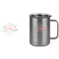 Thumbnail for Personalized Flowers Coffee Mug Tumbler with Handle (15 oz) - Nana - Design View