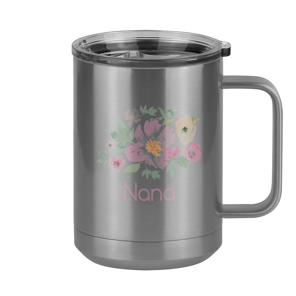 Personalized Flowers Coffee Mug Tumbler with Handle (15 oz) - Nana - Right View
