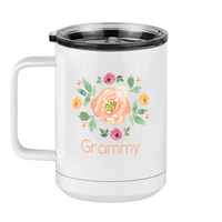 Thumbnail for Personalized Flowers Coffee Mug Tumbler with Handle (15 oz) - Grammy - Left View