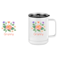 Thumbnail for Personalized Flowers Coffee Mug Tumbler with Handle (15 oz) - Granny - Design View