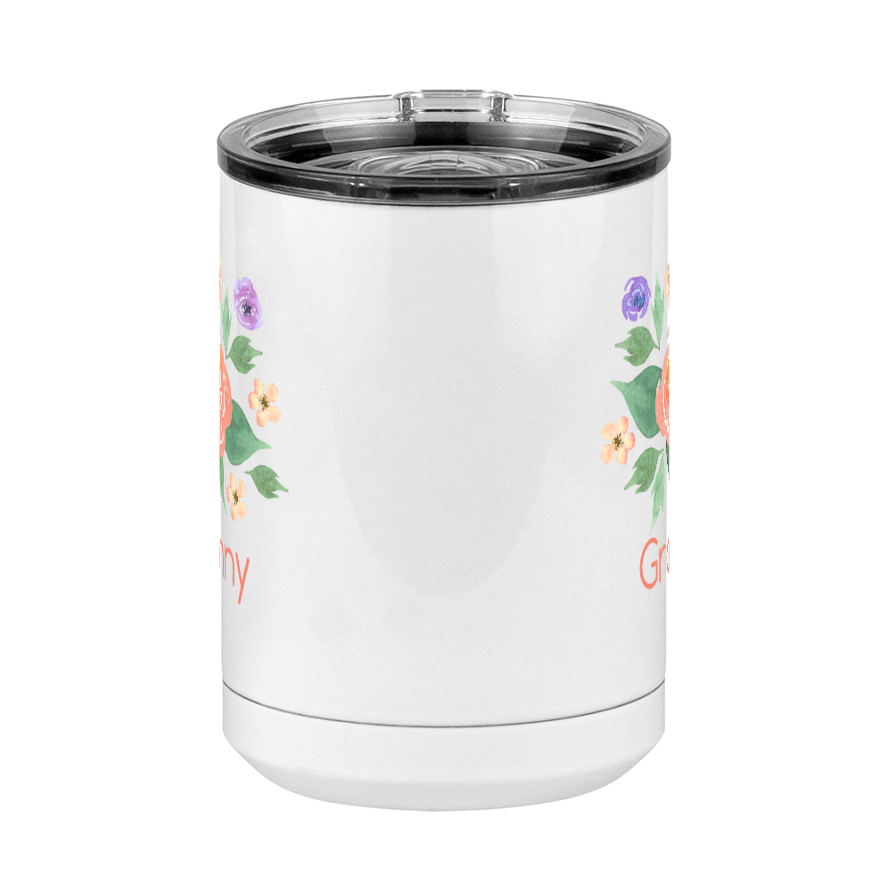 Personalized Flowers Coffee Mug Tumbler with Handle (15 oz) - Granny - Front View